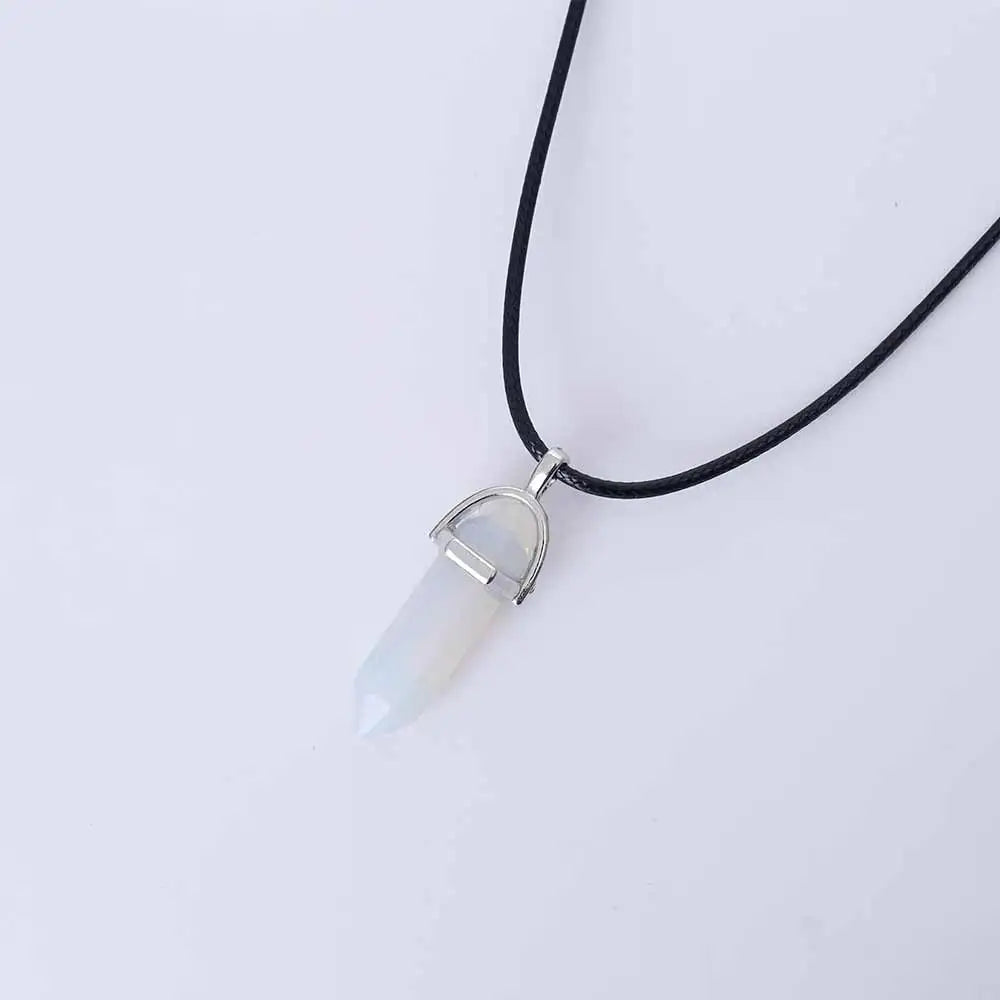 | Natural Crystal Pendants | Leather Chains Necklace For Women Fashion Jewelry