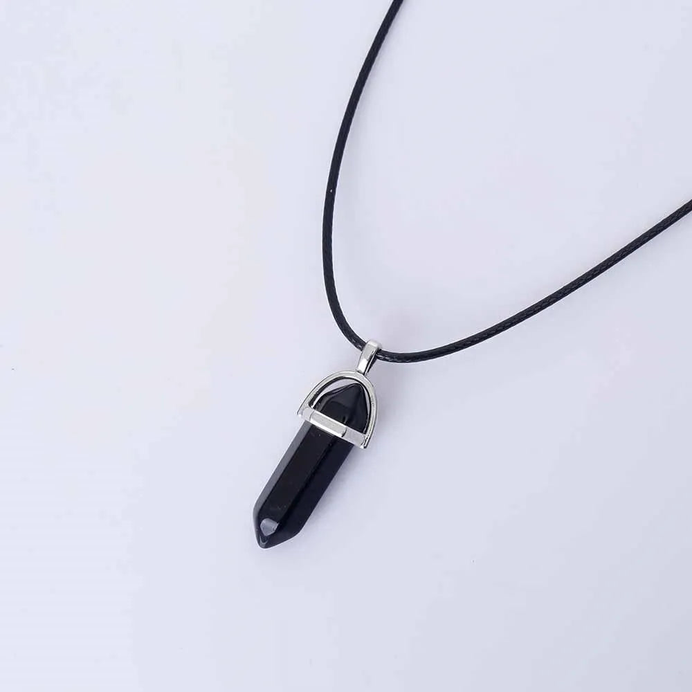 | Natural Crystal Pendants | Leather Chains Necklace For Women Fashion Jewelry