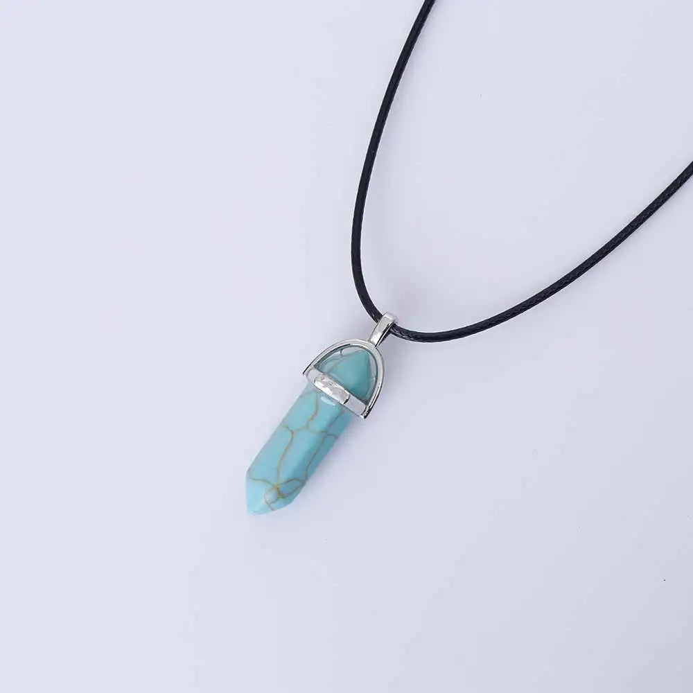 | Natural Crystal Pendants | Leather Chains Necklace For Women Fashion Jewelry