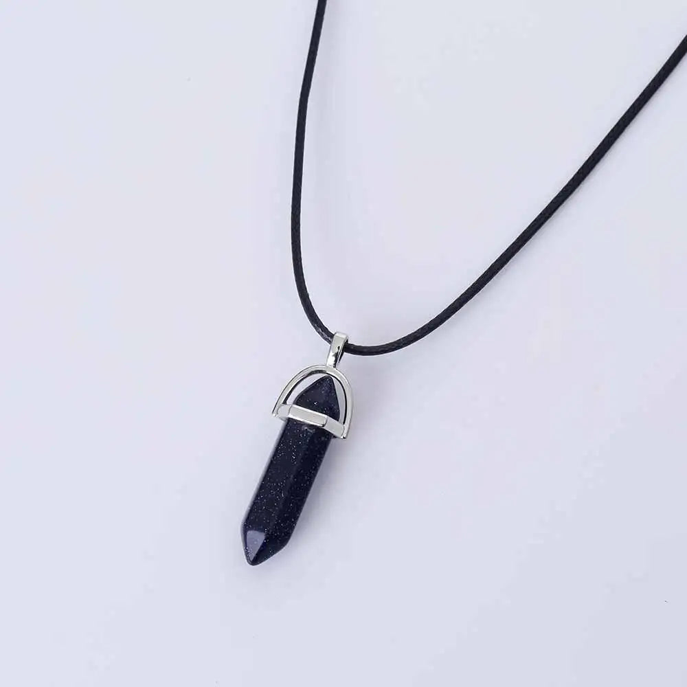 | Natural Crystal Pendants | Leather Chains Necklace For Women Fashion Jewelry