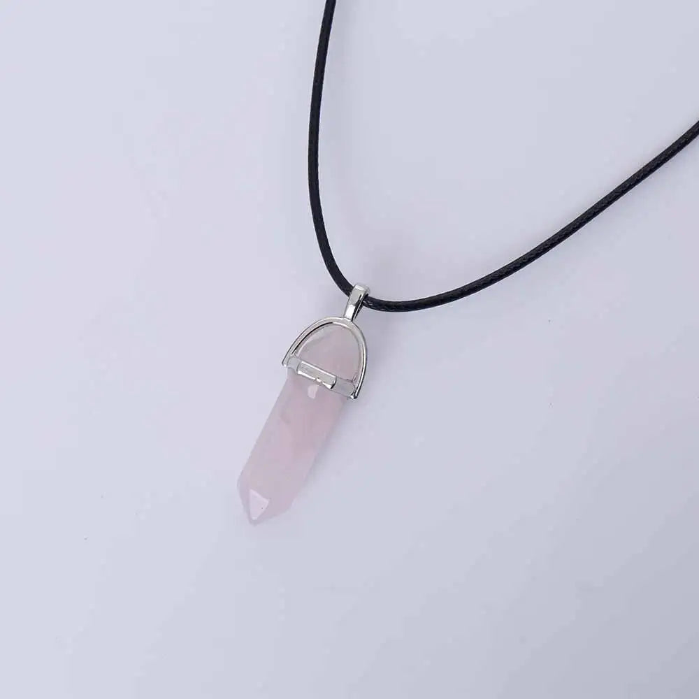 | Natural Crystal Pendants | Leather Chains Necklace For Women Fashion Jewelry