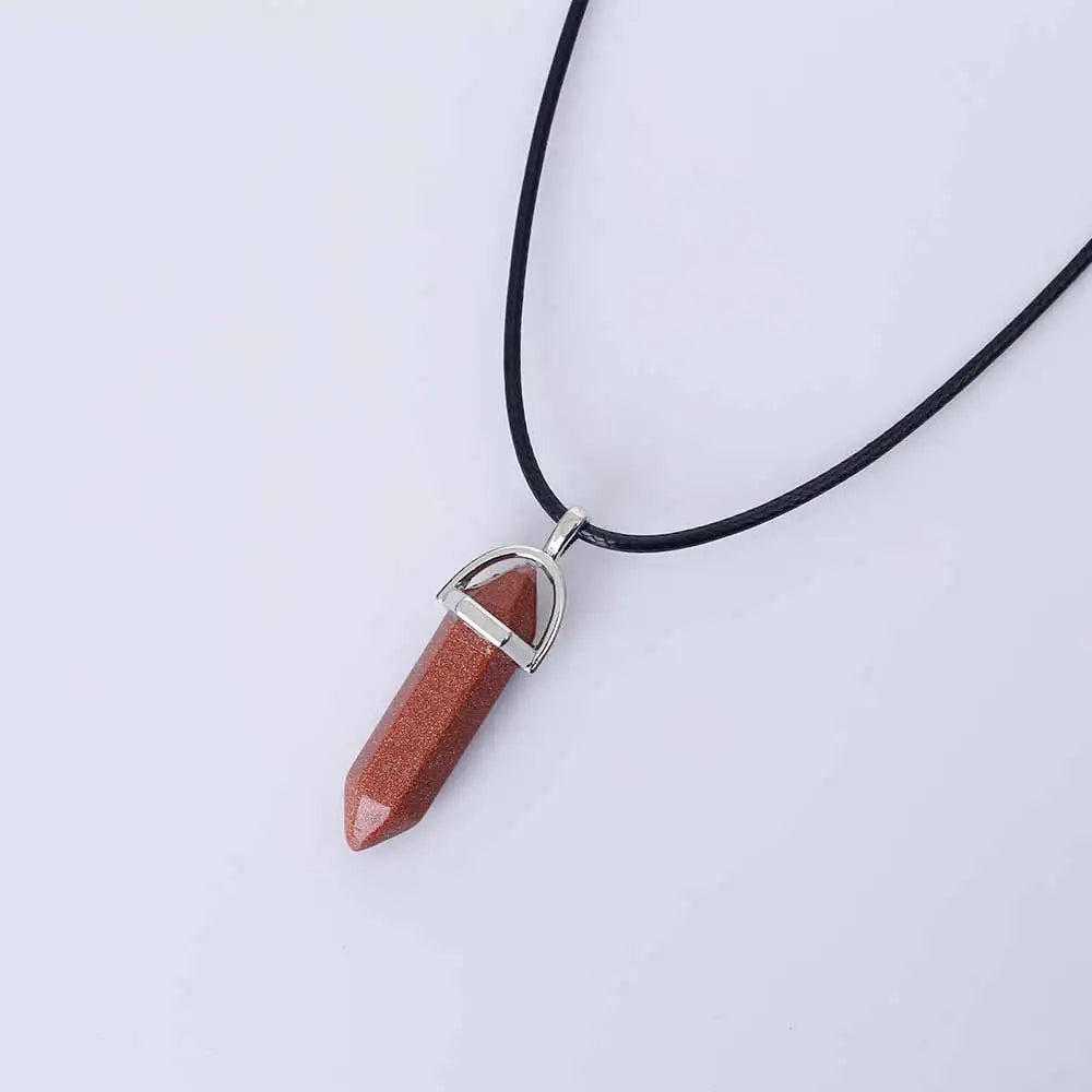 | Natural Crystal Pendants | Leather Chains Necklace For Women Fashion Jewelry