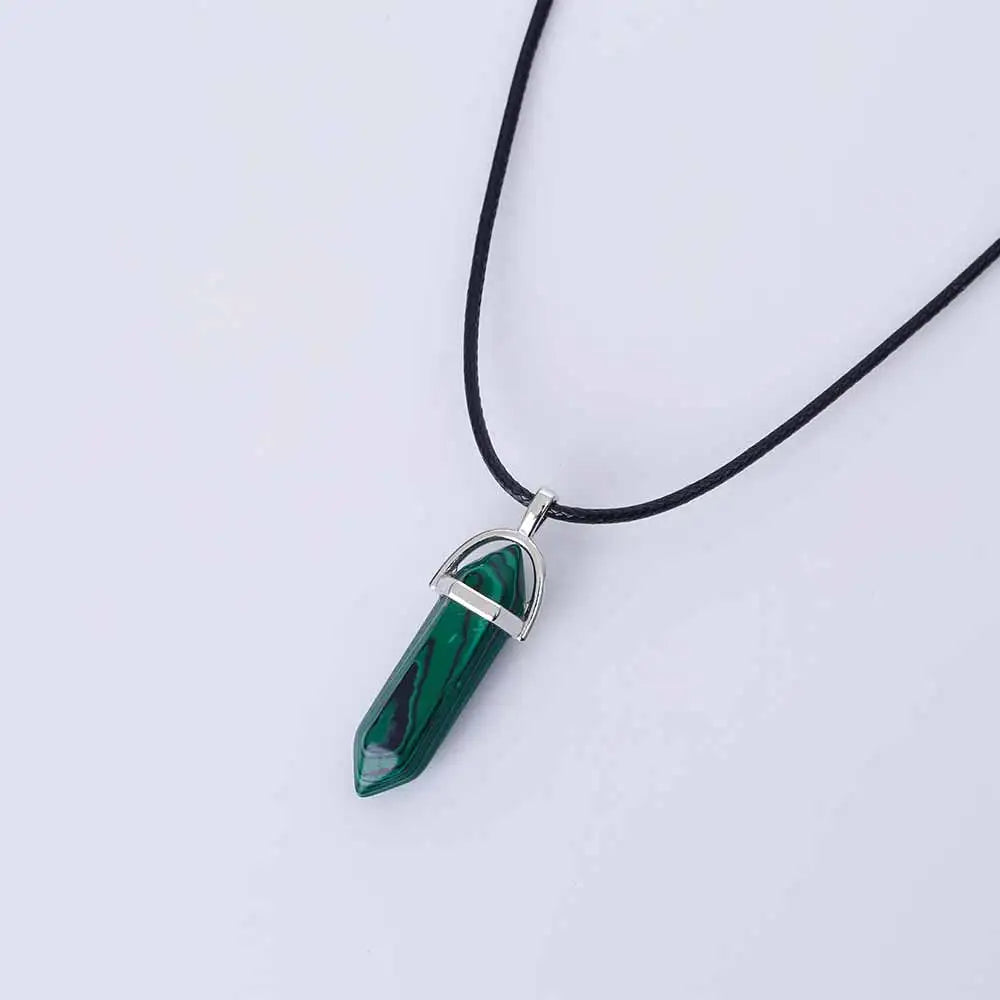 | Natural Crystal Pendants | Leather Chains Necklace For Women Fashion Jewelry