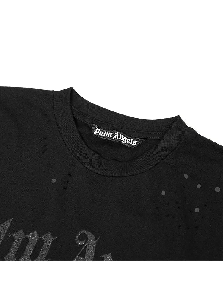 Palm Angels Summer Fashion |  Ink Splash Holes Short-Sleeved T-Shirt