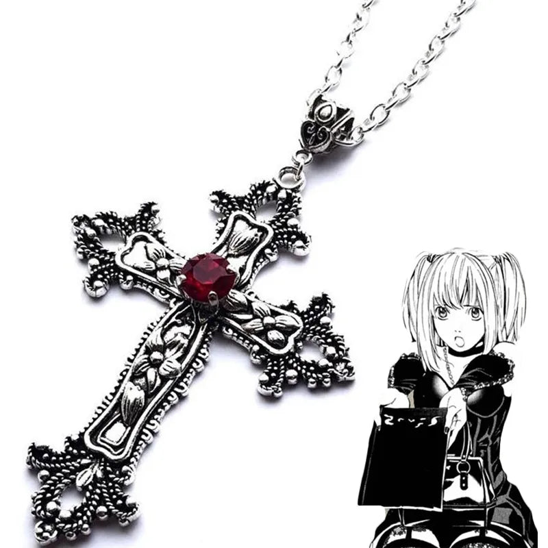 Y2K Punk Crystal Cross Pendant Necklace For Men | Gothic Clavicle Chain