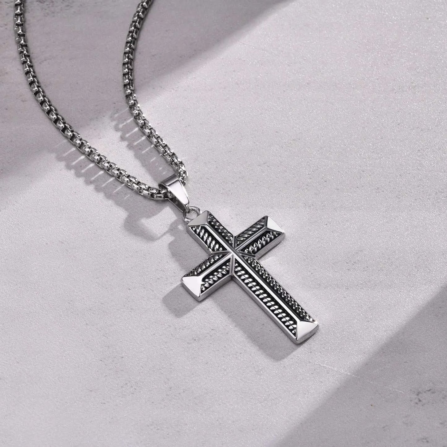 Cool Stylish Cross Necklaces for Men | Waterproof Stainless Steel Prayer Religious Cross Pendant