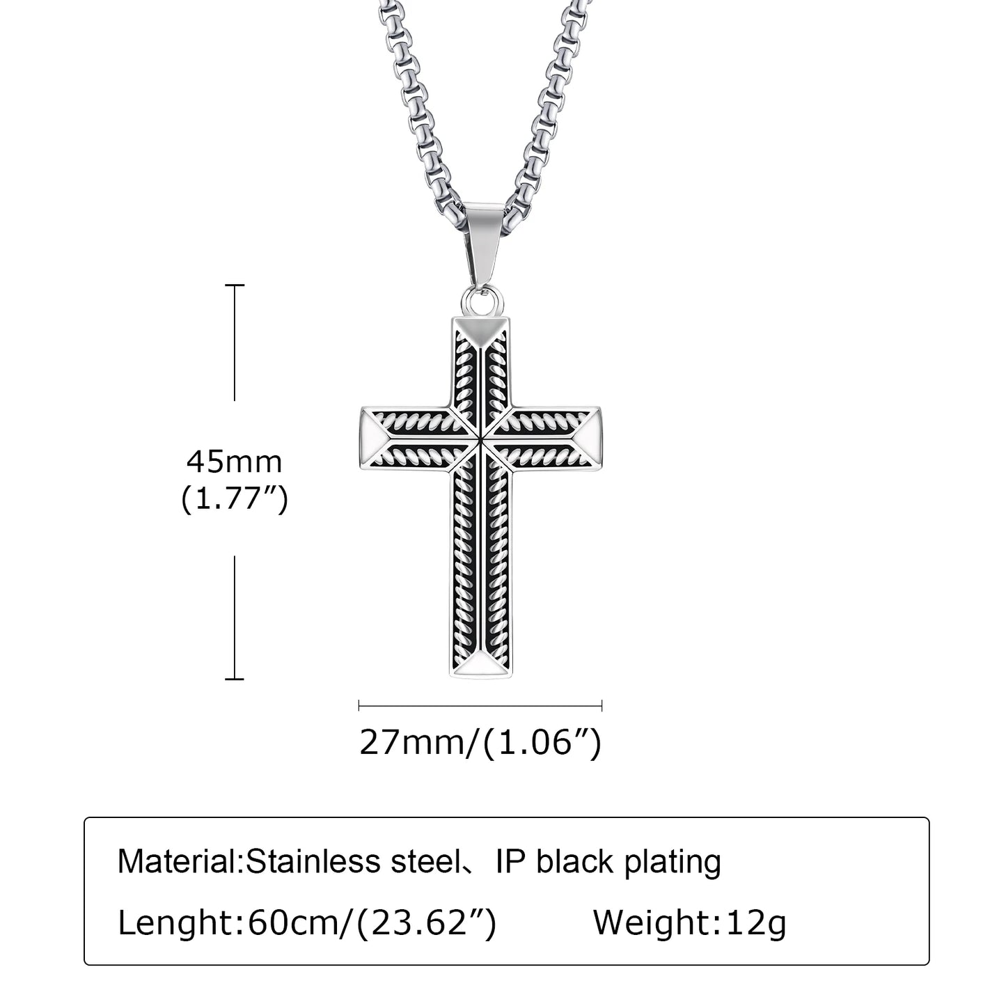 Cool Stylish Cross Necklaces for Men | Waterproof Stainless Steel Prayer Religious Cross Pendant