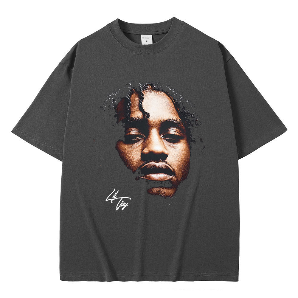 Rapper Lil Tjay Graphic T-shirt Men Women's |  Cotton Short Sleeve Oversized O-Neck T Shirt