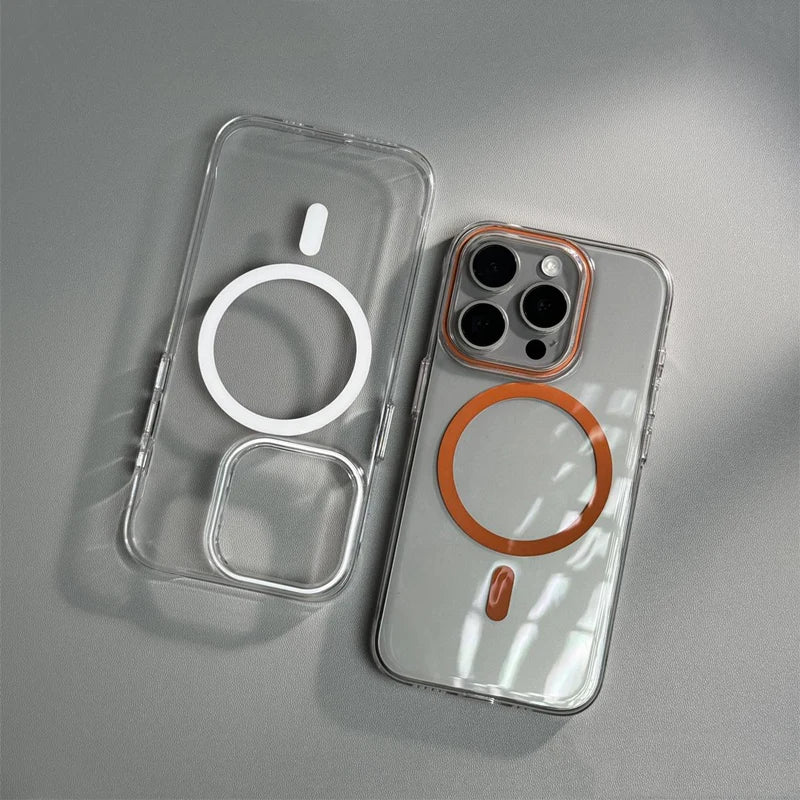 Ultrathin Clear Crystal Wireless Charging MagSafe Phone Case for iPhone 13-15