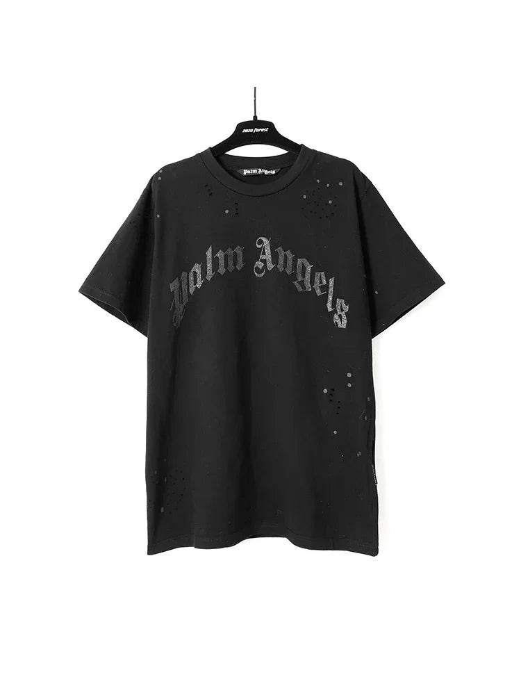 Palm Angels Summer Fashion |  Ink Splash Holes Short-Sleeved T-Shirt