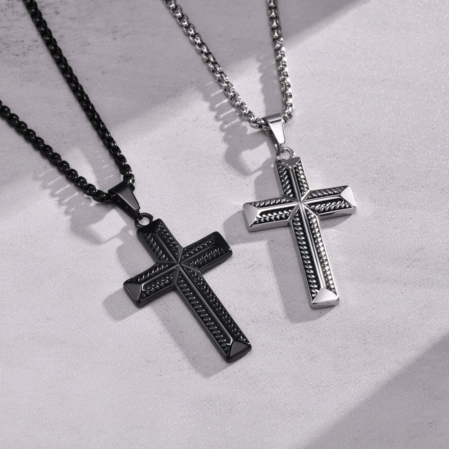 Cool Stylish Cross Necklaces for Men | Waterproof Stainless Steel Prayer Religious Cross Pendant