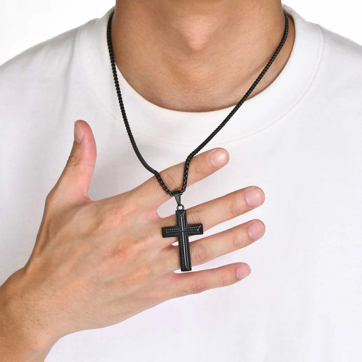 Cool Stylish Cross Necklaces for Men | Waterproof Stainless Steel Prayer Religious Cross Pendant